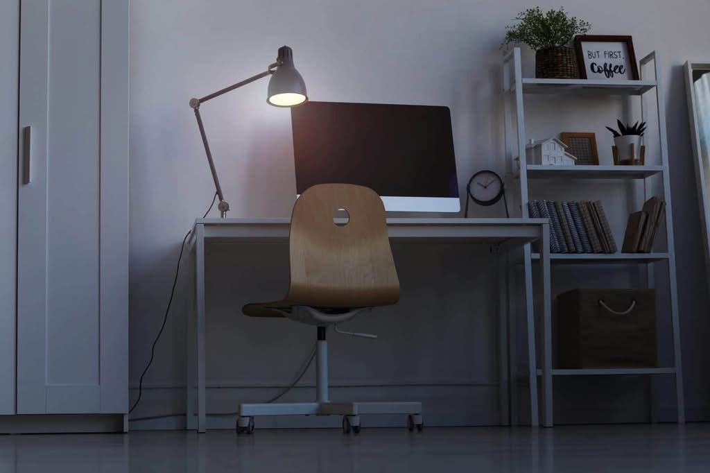 Home Office Workplace in Dark